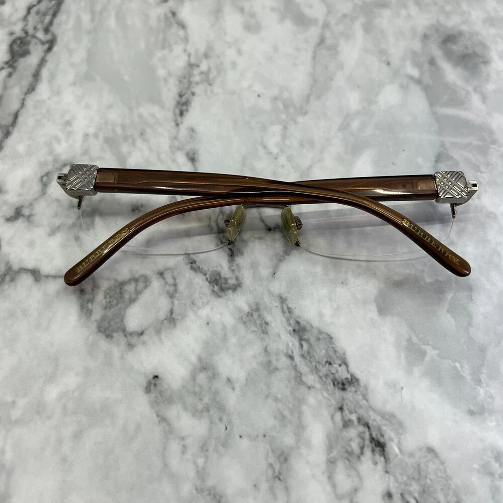 Burberry Eyeglasses B 1146 1016 Brown Half Rim Frame Italy 52[]17 135 - Picture 10 of 10